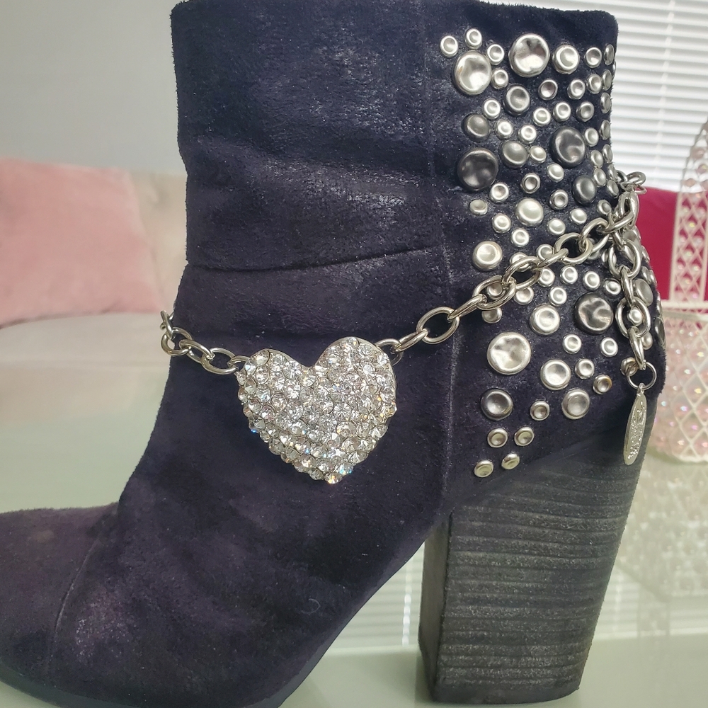 ROCK GIRL JEWELRY Silver HEART Boot Bracelet
